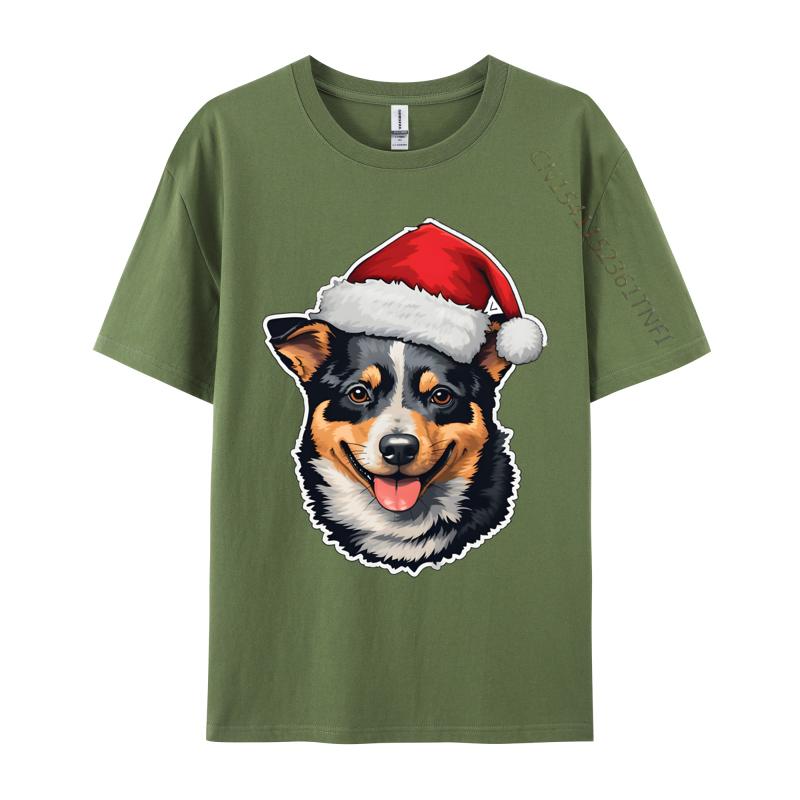 Christmas Australian Cattle Dog TShirt Kawaii Style Winter Tops Tees For Men Special 100 Cotton Fabric