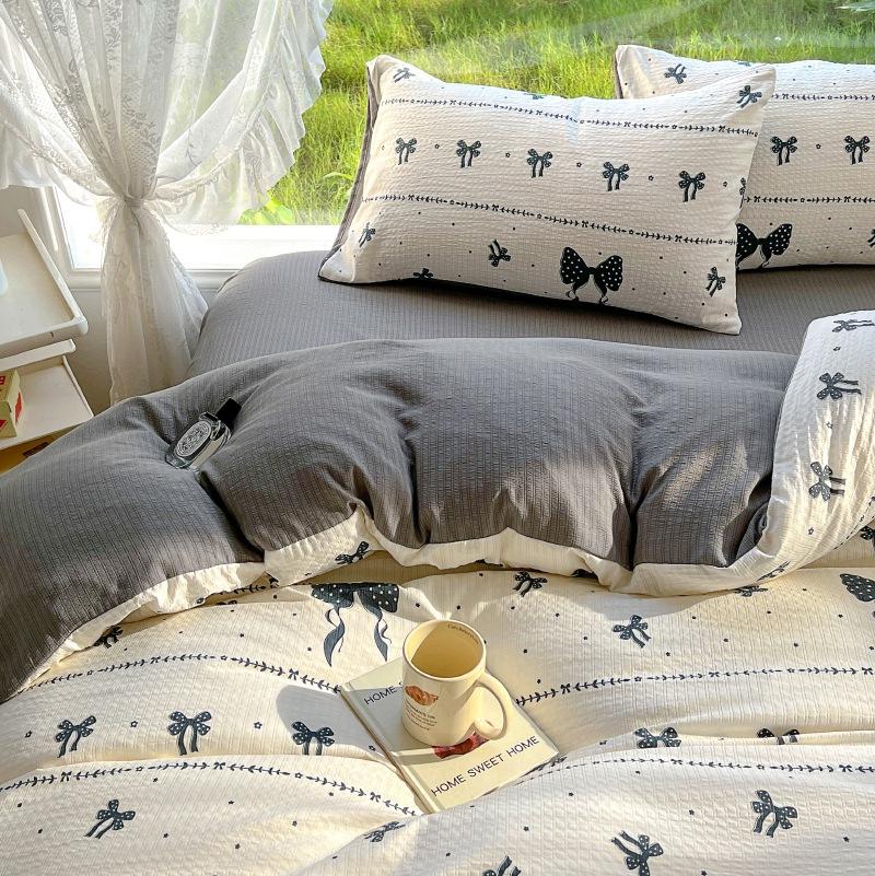 

Весенне-летний комплект из четырех предметов класса А для беременных и младенцев из стиранного хлопка для общежития, чисто хлопковое односпальное покрывало, шапка на кровать, постельное белье 2.0m Sheet 4pc quilt 2*2.4m