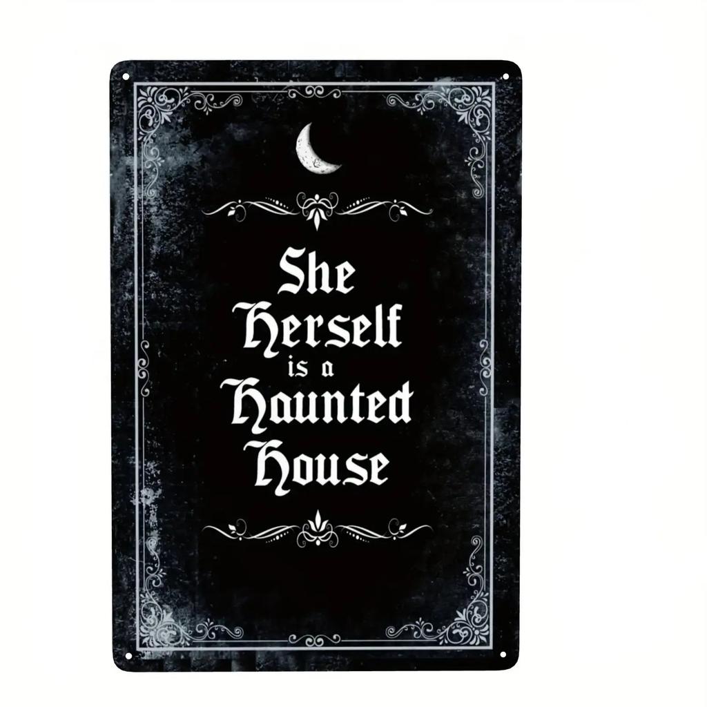 Spooky Metal Sign Haunted House Gothic Decor For Bedroom Vintage Halloween Decorations Witchy Room Decor Goth Room Decor