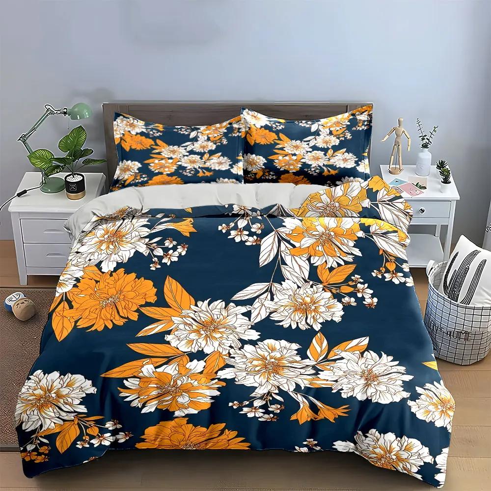 Floral Print Decor Set Soft Comfortable Duvet Cover Bedding Set Included 1*Duvet Cover & 2*Pillowcases gift
