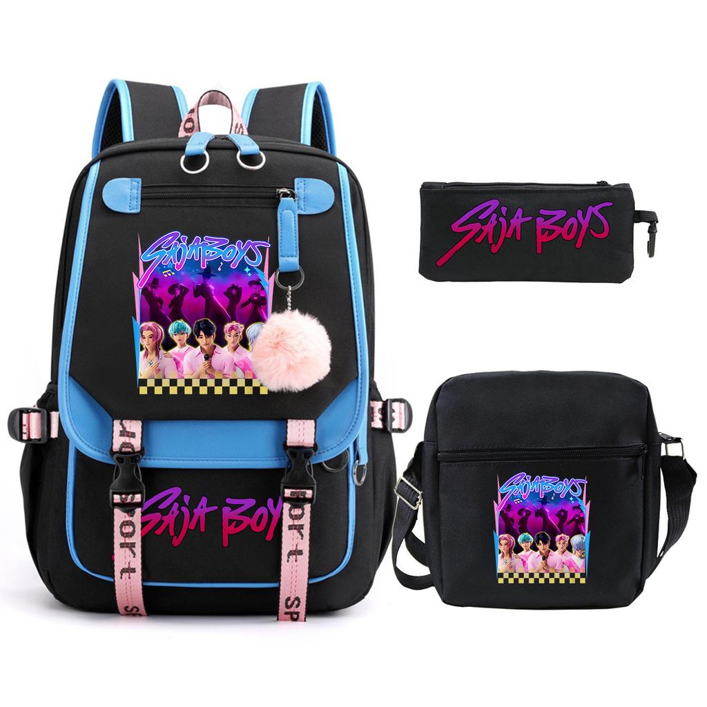 K-Pop Anime Cartoon Portable Shoulder Backpack Student Leisure School Bag Three-Piece Set