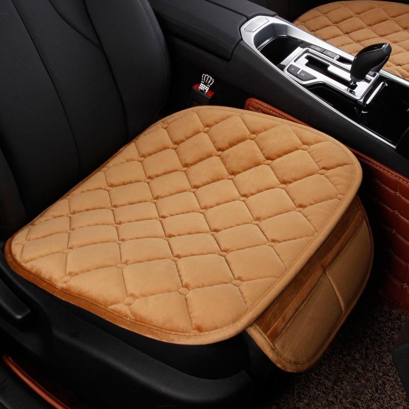 Rear Car Seat Covers Flocking Cloth Car Cushion Non Slide Checkered Winter Keep Warm Mat Pad Universal Fit Truck SUV Van