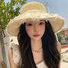 Women's Summer Straw Lace Woven Fisherman Hat Sun Protection Sun Hat Wide Brim Beach Sunshade Hat for Outings Fashionable Headwear Lightweight