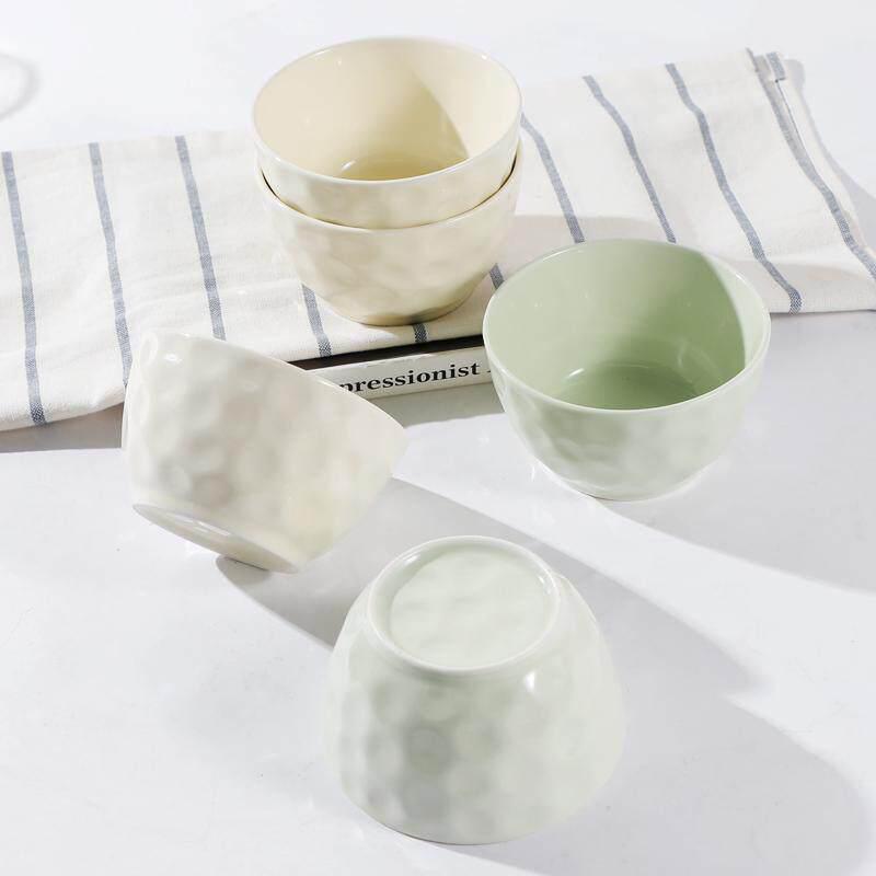 Simple Solid Color Dishware Set: Milk White & Green, Includes Rice Bowls, Plates, Serving Plates & Soup Bowls, for 4-10 People Dining.