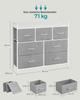 SONGMICS Chest of Drawers, Bedroom Cabinet, 7 Fabric Drawers with Handles, Metal Frame, Dove Grey and Cloud White