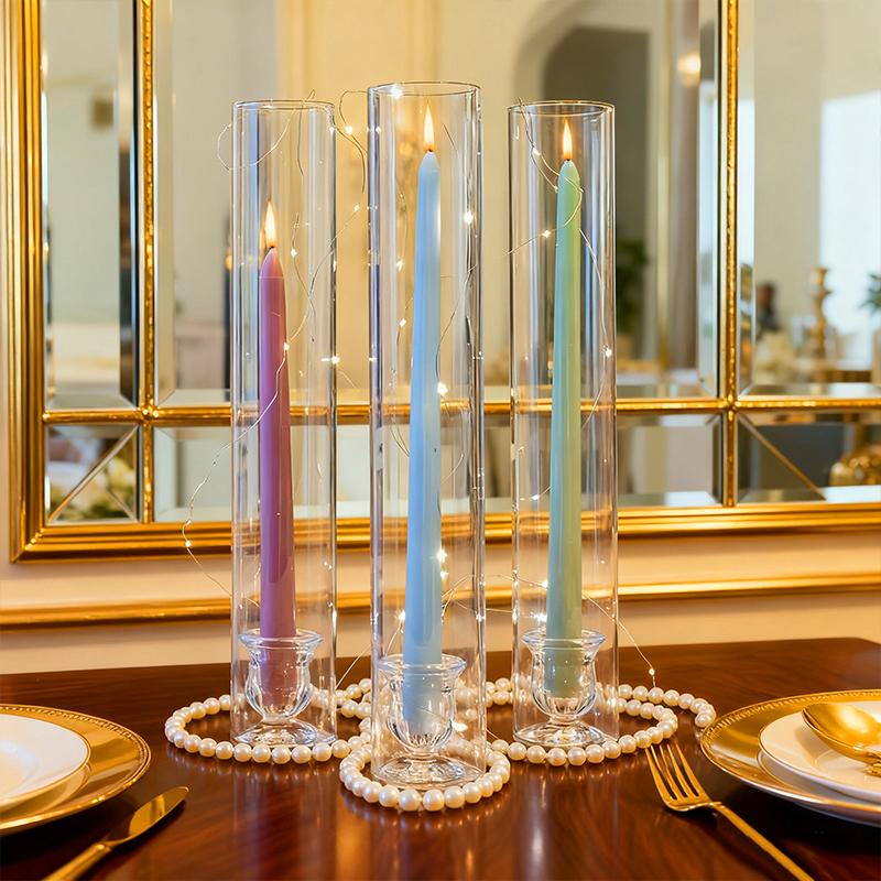 1 Set Windproof Easter Glass Christmas Hurricane Candle Holders Weddings Cylinder Tops Housewarming