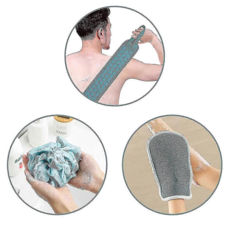 Exfoliating Back Scrubber For Shower,back Washer For Shower With Korean Exfoliating Gloves Mitt For Body Cleansing,exfoliating Body Scrubber For Men A