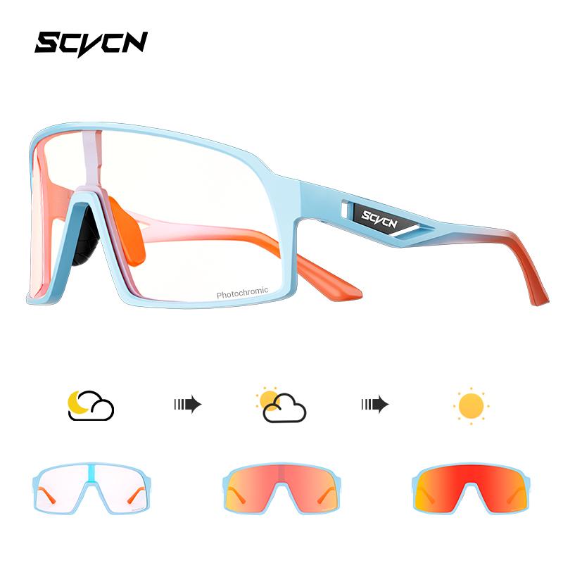 SCVCN Photochrome Radsportbrille Sportsonnenbrille für Herren MTB Fahrrad Brillen für Damen Mode Schutzbrille Schlittschuhbrille