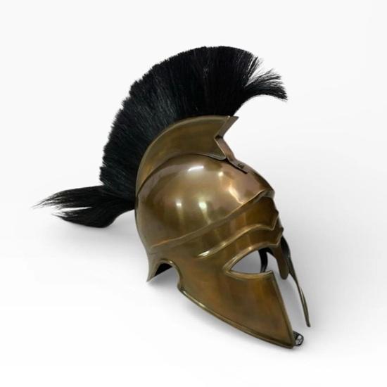

Greek Corinthian Steel Helmet, Handmade Medieval Warrior Armor with Display Stand