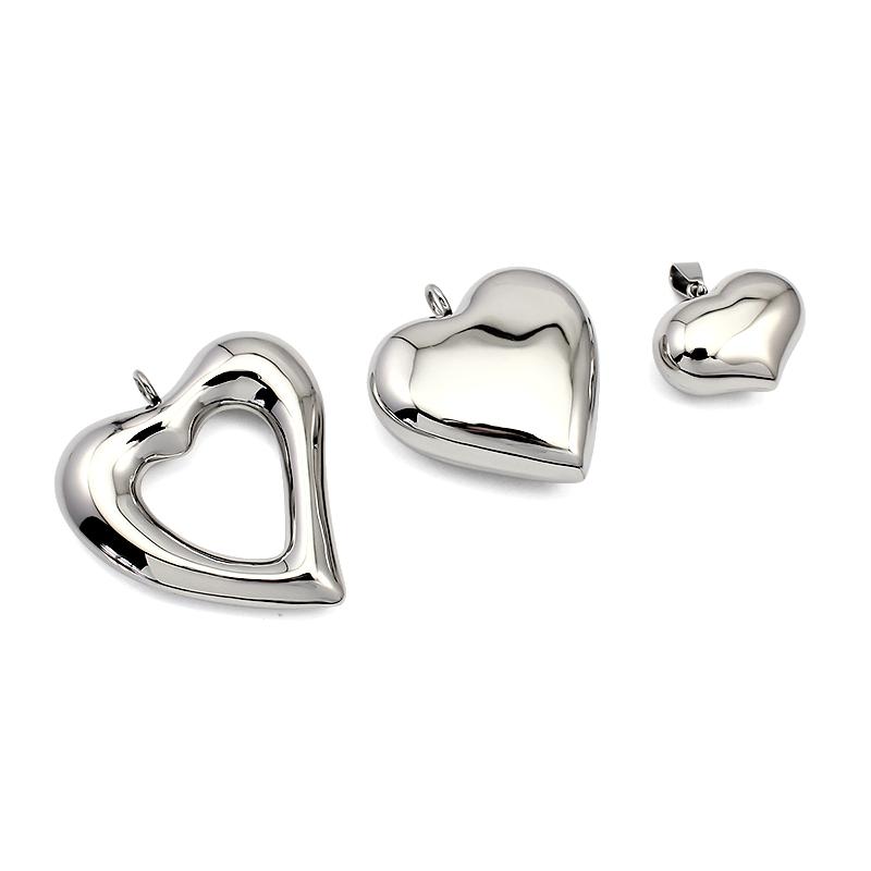 Stainless Steel Wide Big Hollow Heart Pendant Charm Rolo Chain 42mm Wide Heart Shape Necklace for Women Wedding Fashion Jewelry