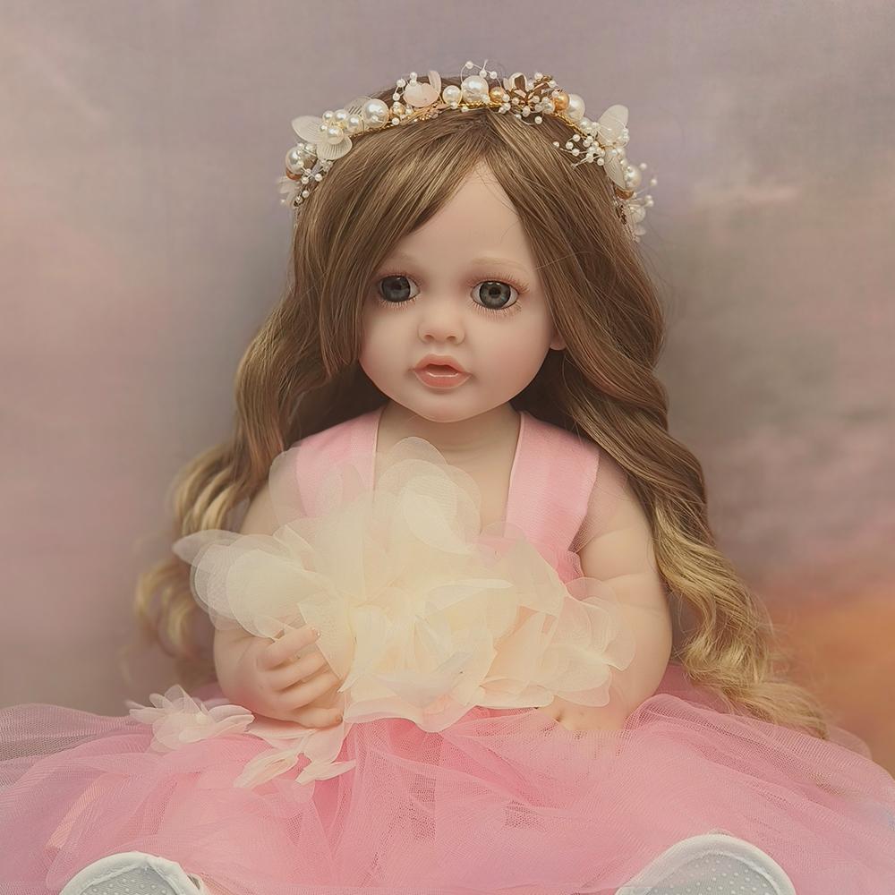 55cm Reborn Baby Doll Full Silicone Body Vinyl Newborn Toy For Girl Princess Bebe Accompanying Toy