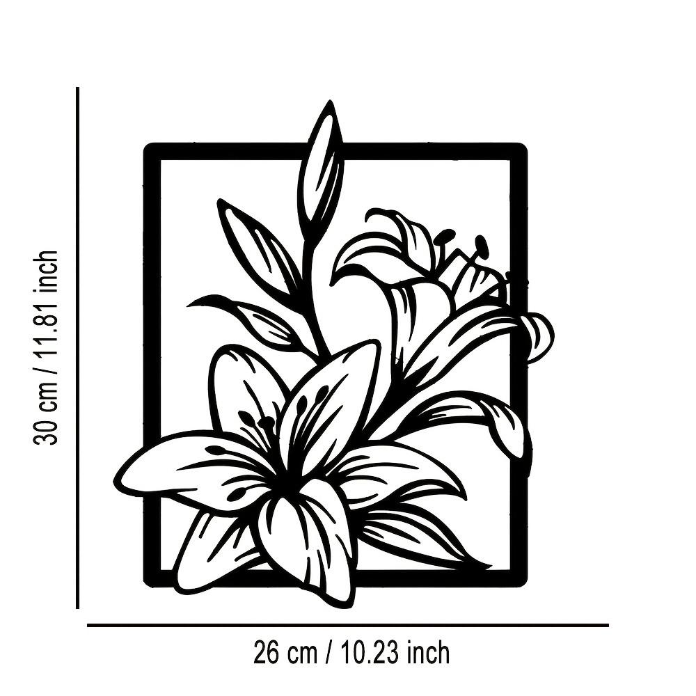 Vintage Iron Wall Decor Lily Flower Metal Art Panel Home Office Garden Hanging Decoration 12in