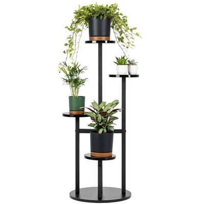 FINO Universal Flower Stand - Black, 4-tier Flower Stand for 6 Pots