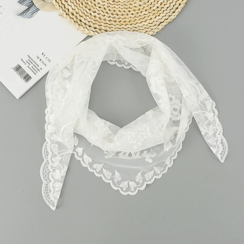 Lace Floral Scarf Headcovering Scarf Floral HeadScarf Summer Hijab Woman Floral Print Scarf Lace Triangle Scarf