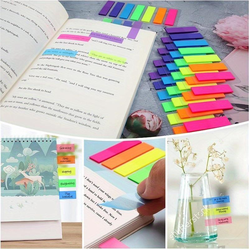5pcs Rainbow Colorful Sticky Notes with 7 Color Index Tabs, 980 Pcs, Translucent Page Makers for Page Book