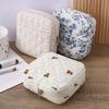 Cute Quilted Sanitary Napkin Organizer Bag Cotton Large Capacity Women's Mini Clutch Bag Zipper Keychain Earphone Coin Purse
