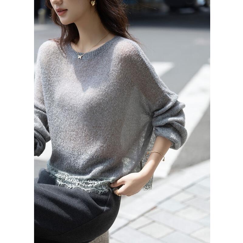 Demana Women's Wool Blend Lace Patchwork Knit Sweater