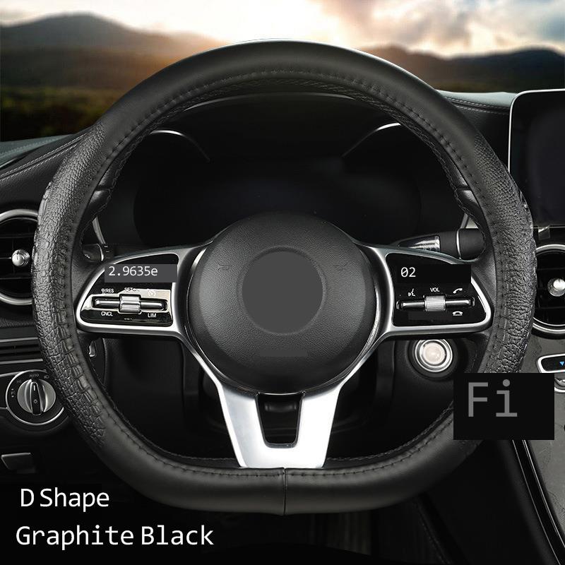 Crocodile Grain Steering Wheel Cover Rear Leather Protective Case Car Steering Wheel Universal Alligator Handle Cover D