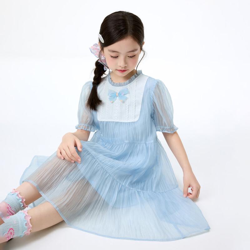 Girls' Colorful Sequin Bow Puff Sleeve Dress