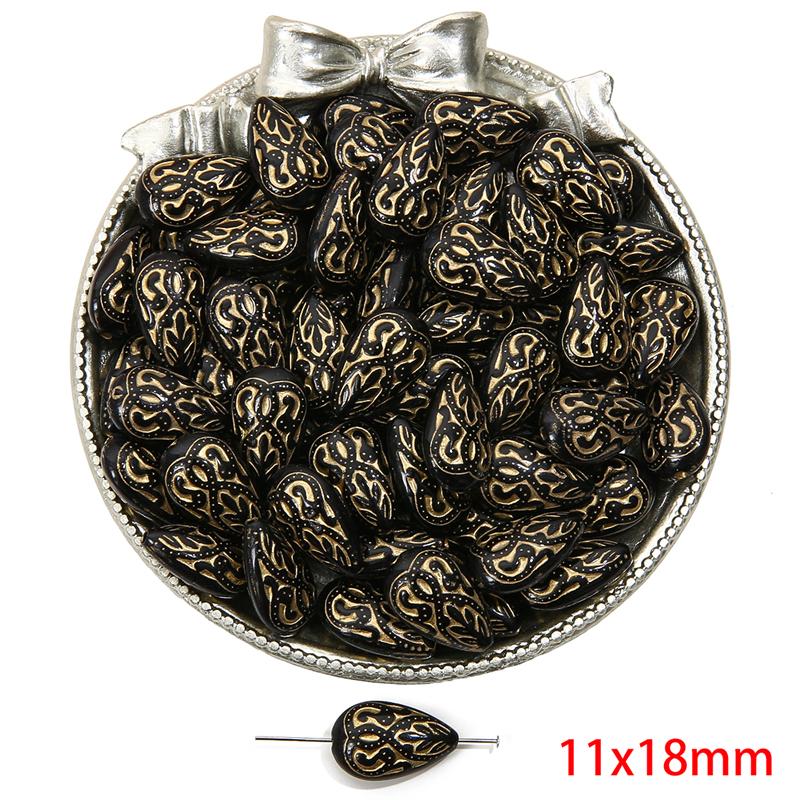 

Акрилові намистини Бароко Ретро Золоті У формі квітки Плоскі круглі намистини для виготовлення ювелірних виробів DIY Браслети Намисто 11x18mm 35pcs чорний