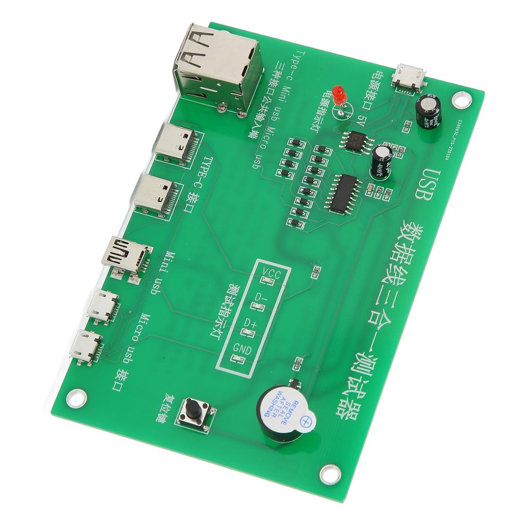 3 in 1 Charging Cable Test Card USB Cable Triad Tester with Type C Micro USB Mini USB PCB Board Data Wire Teste Fixture