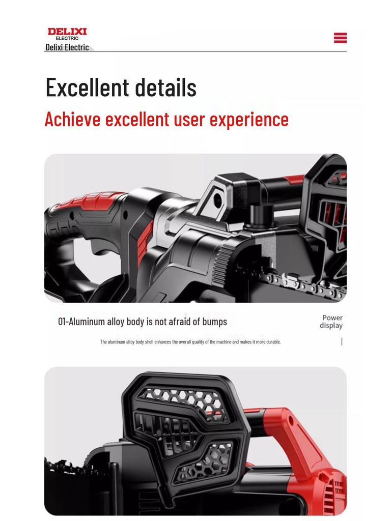 High-Power Handheld Electric Chainsaw for Home and Woodworking - Portable and Multifunctional with Free Shipping