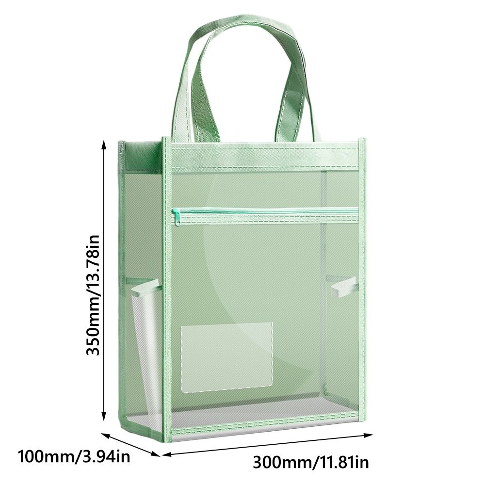 Multifunctional Transparent Tutorial Bag Large Capacity Mesh Mesh Handbag Double Layers File Bag Students