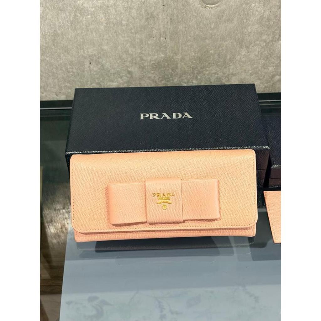 Prada Saffiano Ribbon Long Wallet Pink