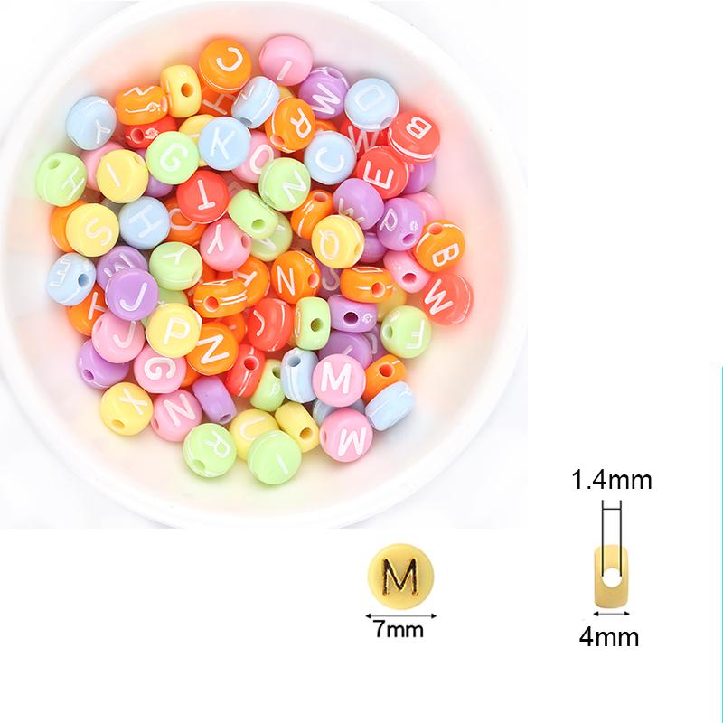 100pcs/Lot Mixed Round Flat Acrylic Letter Beads Alphabet Digital Cube Loose Spacer Beads For Jewelry Making Diy Bracelet