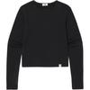 The North Face Veluca Wool Crop Solid Color Slim Fit Wool Crew Neck Long Sleeve T-Shirt Unisex Tops Black NT7TQ30K
