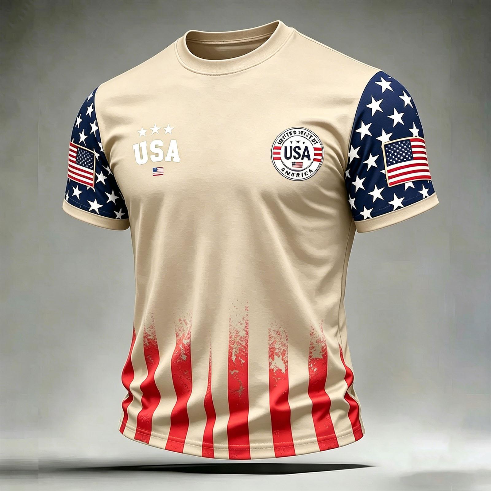 Mens Graphic T-Shirts 250th Anniversary USA Shirt Mens Hawaiian Shirt USA 250th Anniversary Shirt Mens Hawaiian Shirts Short Sleeve XL бежевый