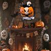 Yousheng Nightmare Pumpkin Wreath Halloween Gothic Pumpkin Ghost Hanging Door Sign for Front Door Haunted House Decoration