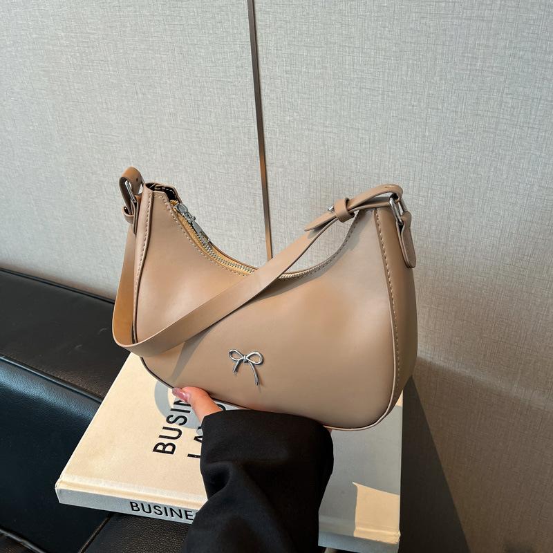 New Solid Color Simple Casual Aesthetic Lightweight Shoulder Armpit Bag Texture Hand Bag Women's Bag