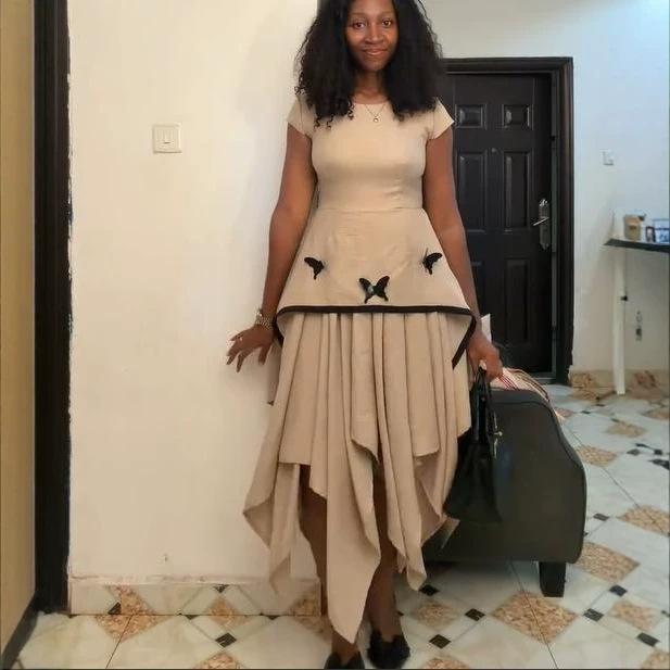 European and American cross-border women's 2026 summer new elegant high-end butterfly waist-cinching short sleeve A-line mid-length dress