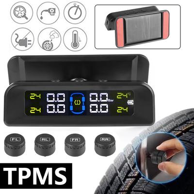 4 Sensors Decoration Accessories Car Tire Pressure Alarm Automatic Brightness Control Monitor System TPMS Wireless Solar Power