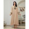 Western Style New Fashion Casual Loose Patchwork Print V-neck Long Sleeve Tassel Dress V-Neck Dress