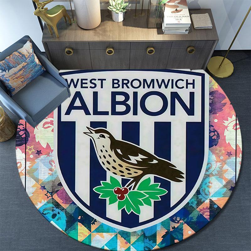 West Brom,Round Area Rug,Carpet Rug for Living Room Bedroom Sofa Playroom Decor,Non-slip Floor Mat