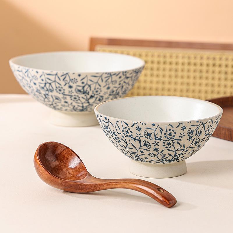 High-Value Japanese Retro Ceramic Ramen Bowl - Large Household Soup & Noodle Bowl