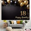 2D Flat - 18th Birthday 2D Flat Banner with Gold and Black No.18 Balloon Design as a Party Background with 'Happy Birthd
