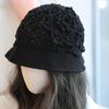 Mori three-dimensional flower hollow small eaves bucket hat spring and summer elegant retro versatile handmade breathable headhat