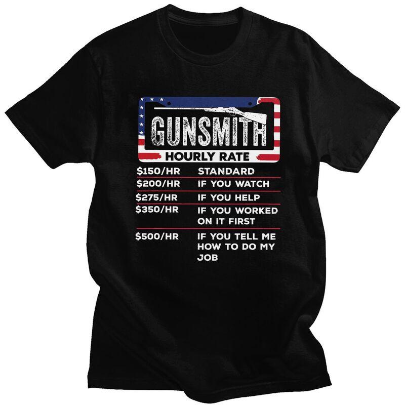Male Gunsmith Hourly Rate T Shirt Round Neck Pure Cotton Short Sleeve Funny Gunsmithing Gun Quotes Tee Shirt Novelty Clothing