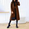 Women's Long Solid Double Breasted Long Sleeves Pocketless Coat Outwear Pocket Decoration