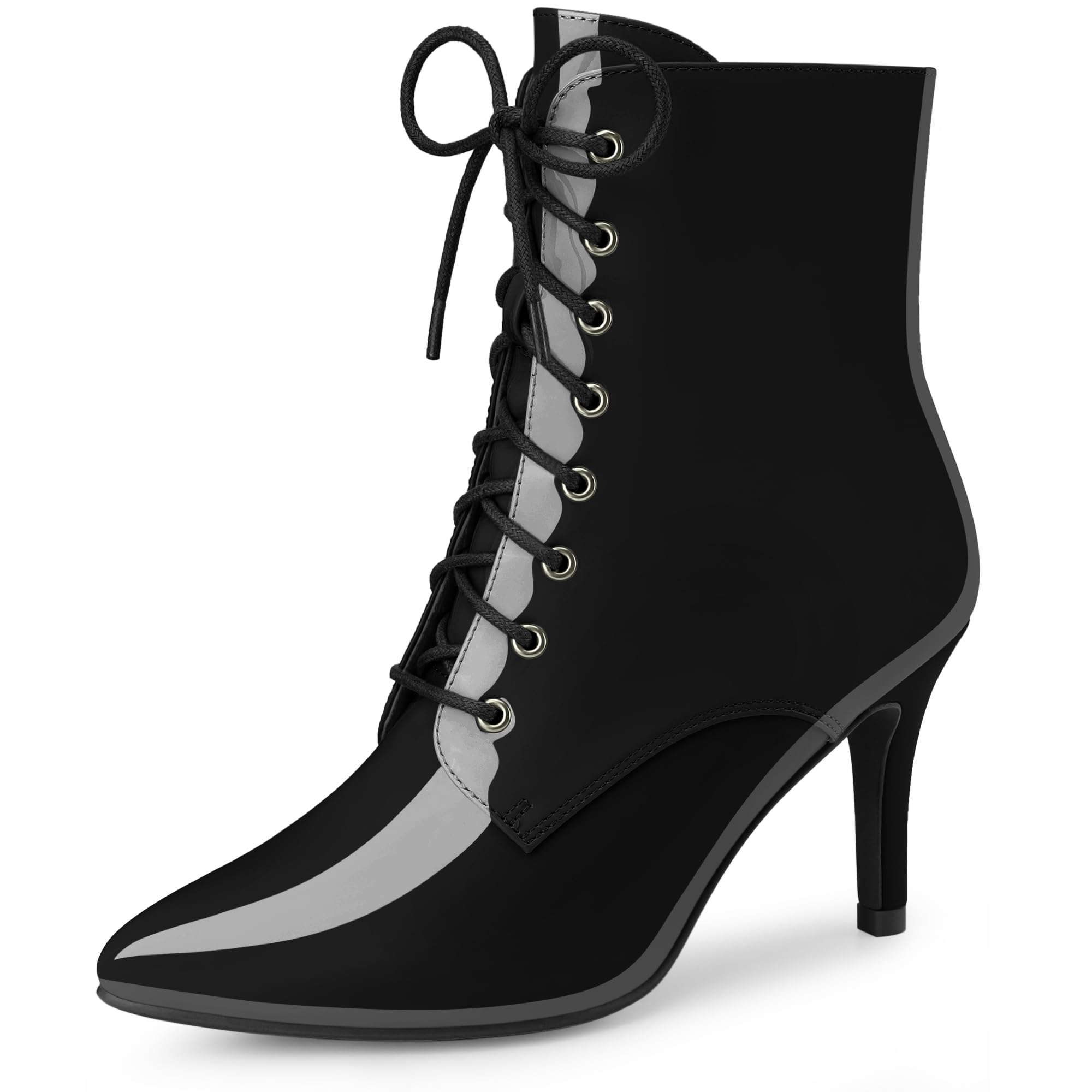 

Allegra K Женские ботильоны на шнуровке с острым носком и каблуком-шпилькой, черные, размер 24,0 см