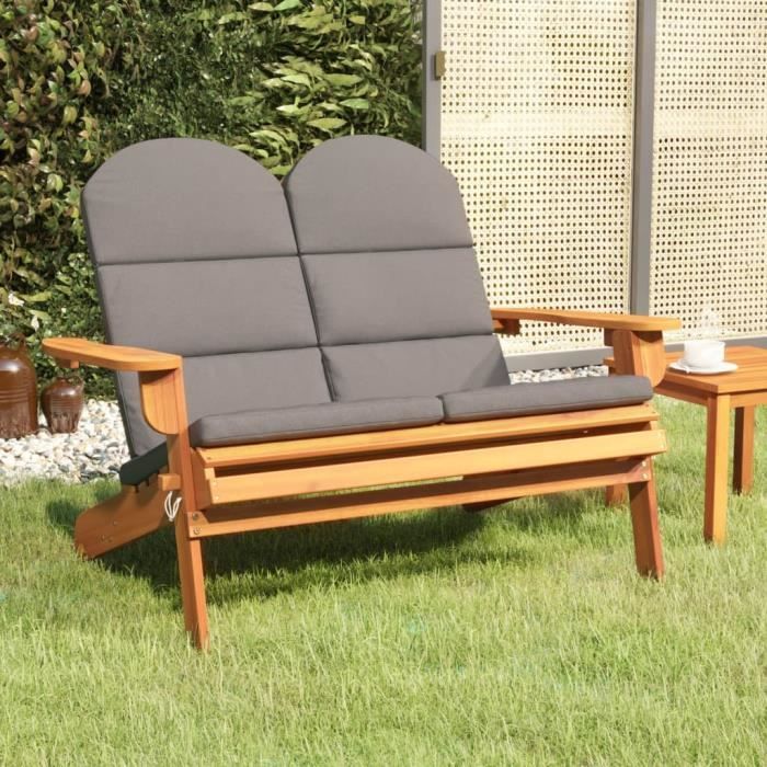 VidaXL Banc de jardin Adirondack et coussins 126 cm bois massif acacia 360040