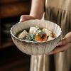 Petal-Shaped Ceramic Bowl Japanese Retro Style Tableware Salad Bowl Bowl Home Restaurant Vegetable Bowl Soup Bowl Ramen Bowl