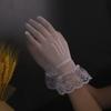 Soft Ruffle Lace Mittens Hollow Out Full Finger Lolita Lace Gloves Thin Mesh Driving Gloves