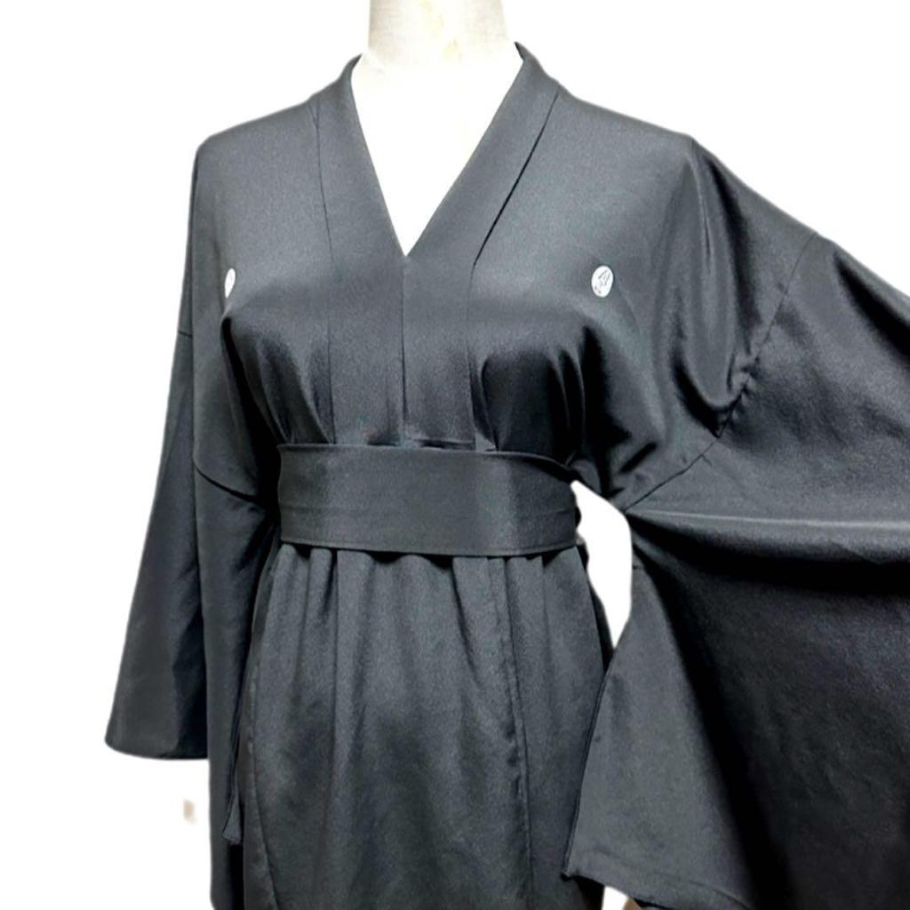 Used Tomesode Kimono Remake Dress, Kimono Sleeve Style, Japanese Pattern, One-piece Dress, Handmade, Houses and Flowers