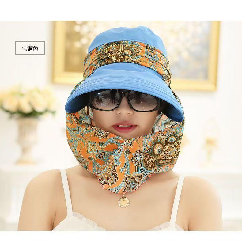 Summer sun hat women's sun hat cycling outdoor folding beach sun hat women's summer big edge face cover summer hat