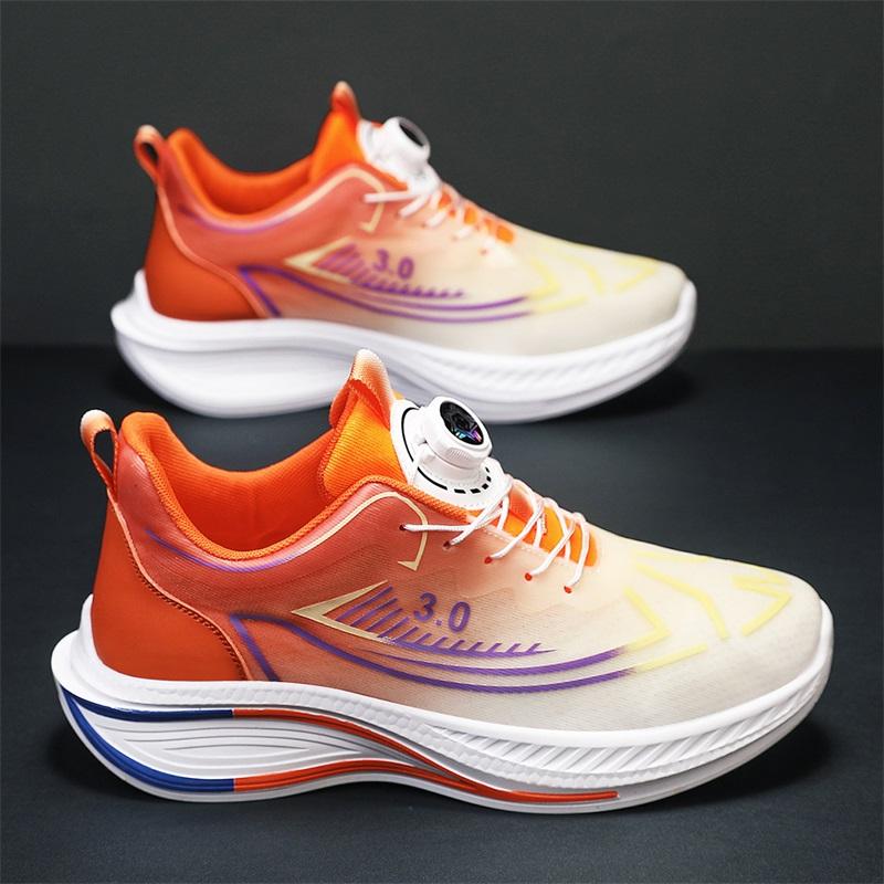 Men's Shoes Mesh Breathable Youth Casual Sports Shoes Rotating Button Lace-Free Non-Slip Running Shoes