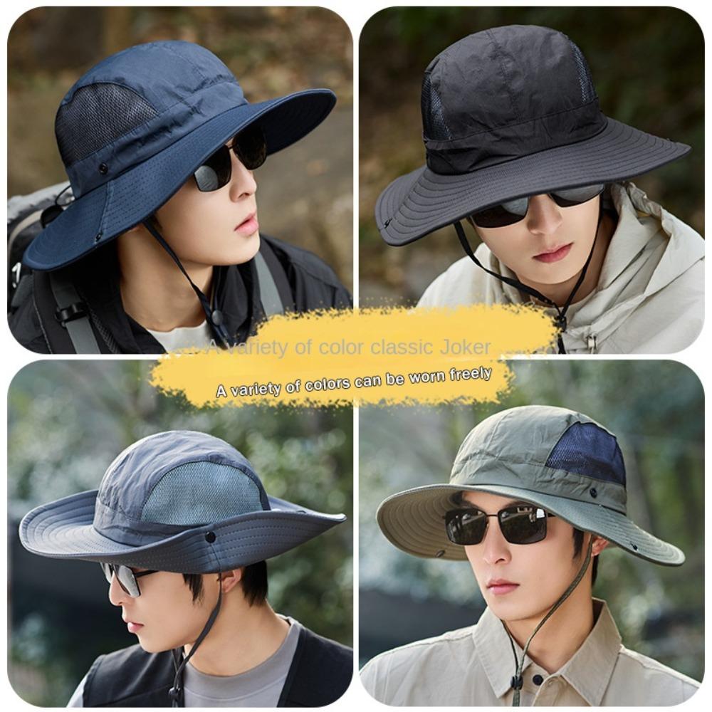 Quick-dry Folding Bucket Hat Nylon Hiking Cap Simple Men Fisherman's Hat  Summer